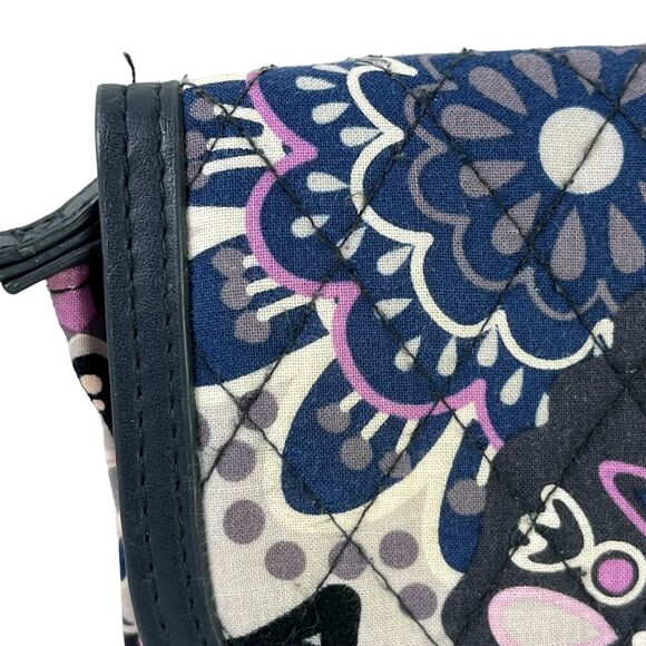 Vera Bradley Navy Purple Womens Quilted Floral Wallet Wristlet Coin Purse Bag - Picture 4 of 16